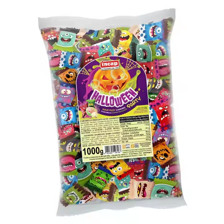 High Quality 150G / 1Kg Candies Sour Italian Incap Halloween Candy Assorted Sparkling Multi-Colored